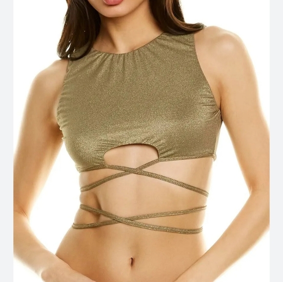 NWT PQ Swim Women's Bikini 2 Piece Gold Swimsuit Sz M - Picture 4 of 16